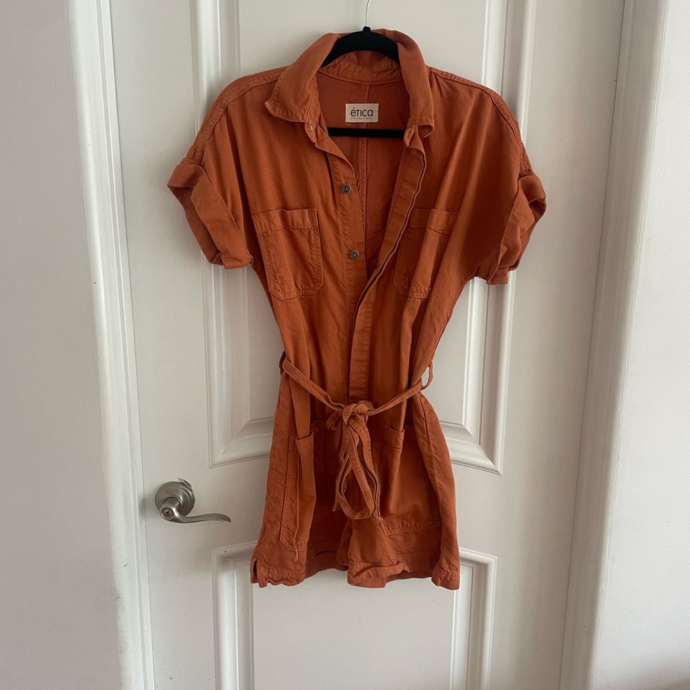 ETICA Rust Romper with Tie